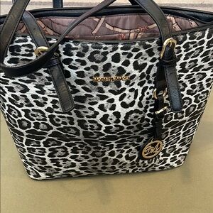 Montana West Black and White Leopard Print Tote Bag